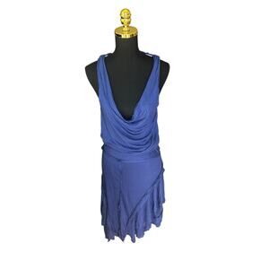 Lux Boho Fairy Drape Cowl Neck Open Back Midi Dress Size Small NWT